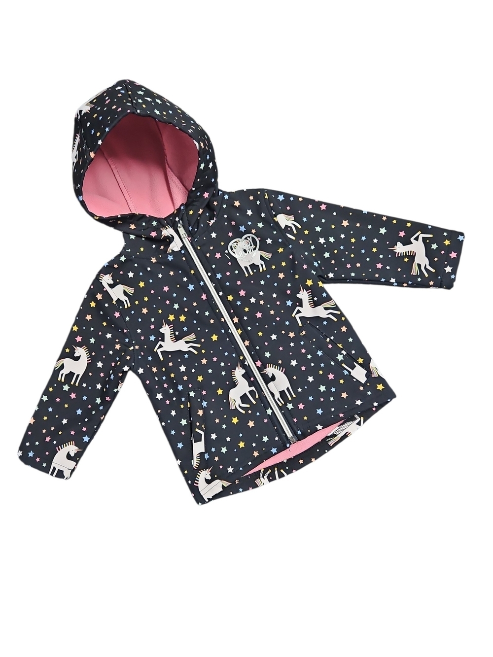 Body Glove Black Hooded Jacket w/ Unicorn & Stars Print w/ Warm Lining 18 Months